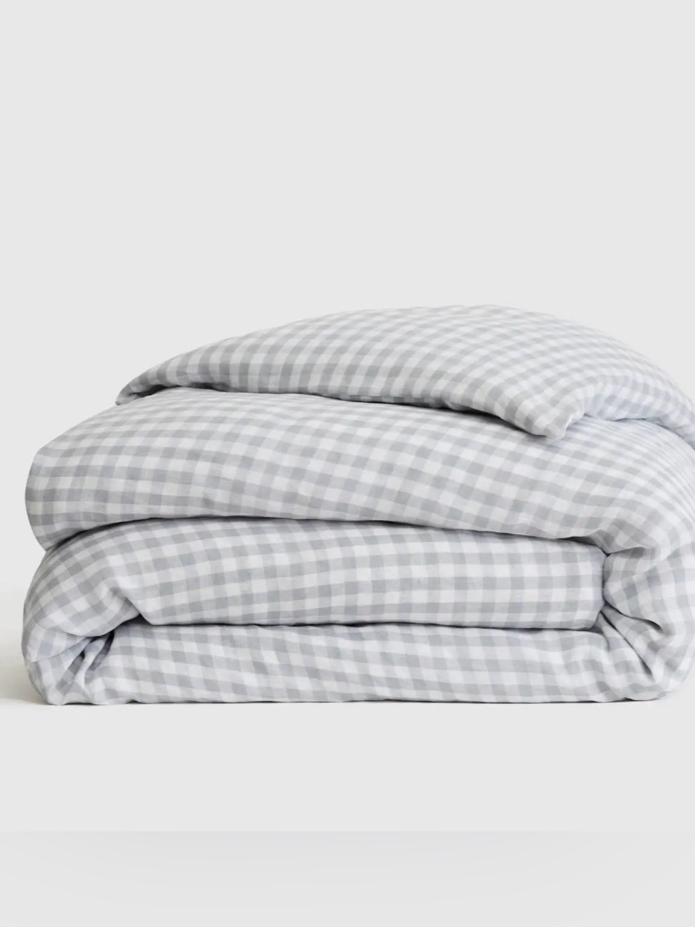 Quince Twin European Linen Duvet Cover Blue Fog Gingham